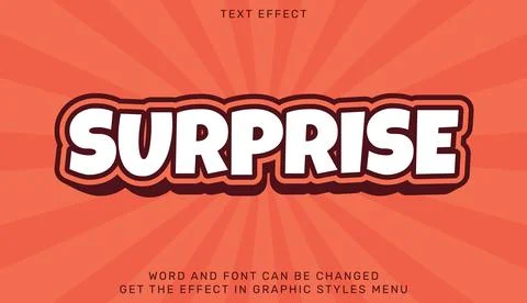 Surprise text effect template in 3d design Stock Illustration
