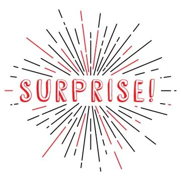 Surprise text sunrays retro theme Illustrazione stock