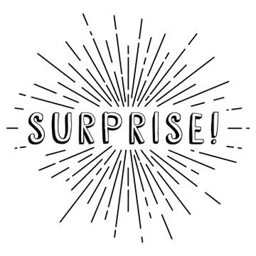 Surprise text sunrays retro theme Stock Illustration