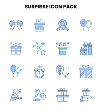 Surprise Two Colour Icons Pack Stock Illustration