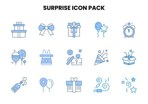 Surprise Two Colour Icons Pack Stock Illustration