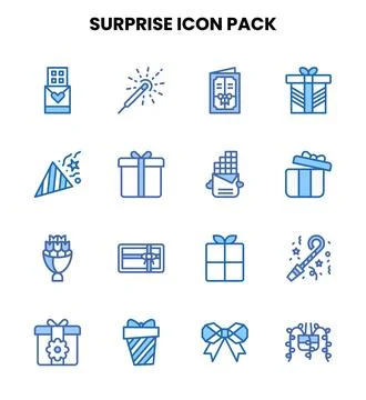 Surprise Two Colour Vector Icons Pack Stock Illustration