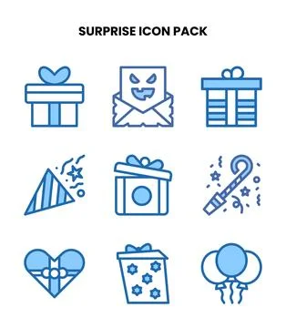 Surprise Two Colour Vector Icons Pack Stock Illustration