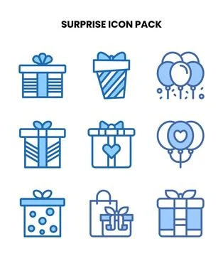 Surprise Two Colour Vector Icons Pack Stock Illustration