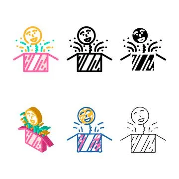 Surprise variations gift box color icon vector イラスト素材