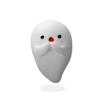 A surprised 3D ghost Stock Illustration