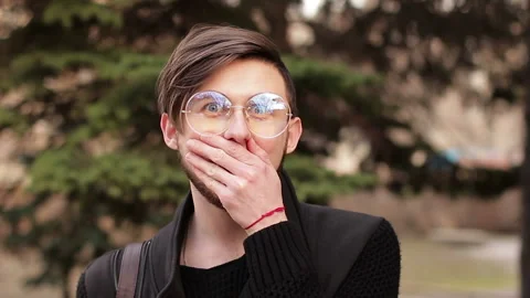 Surprised and slightly puzzled guy Stock Footage 88192815