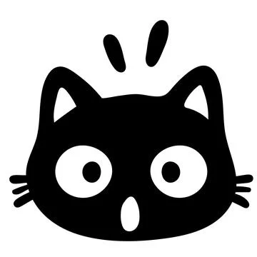 Surprised Black Cat Face Stock Illustration