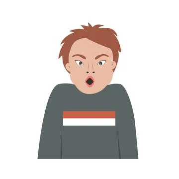 Surprised boy portrait. Vector isolated cartoon illustration Stock Illustration