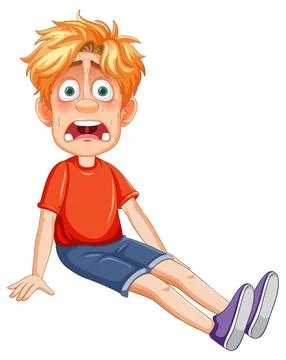 Surprised Boy Sitting Down Stock Illustration