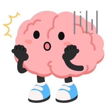 Surprised Brain Character With Shocked Expression Stock Illustration