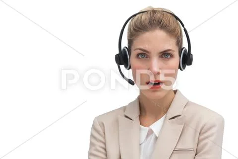 Surprised call center agent Stock Photos