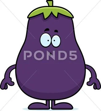 Surprised cartoon eggplant Stock Illustration