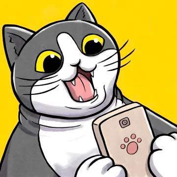 Surprised Cat Looking at Smartphone Stock Illustration