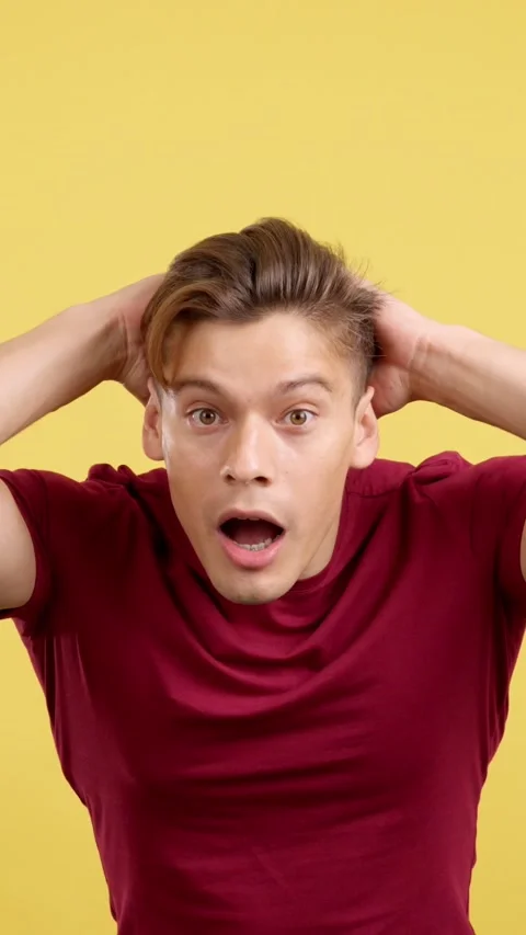 Surprised caucasian man looking at the camera Stock Footage 239262940