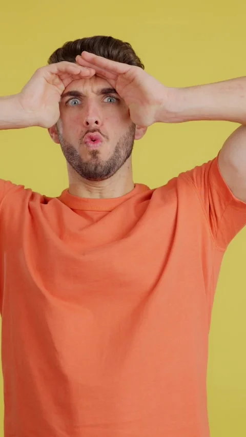 Surprised caucasian man looking at the camera Stock Footage 239908386