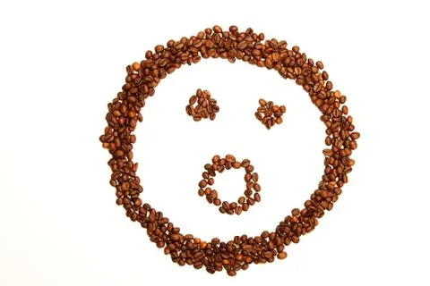 Surprised coffee smiley Stock Photos