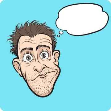 Surprised crazy man with speech bubble Stock Illustration