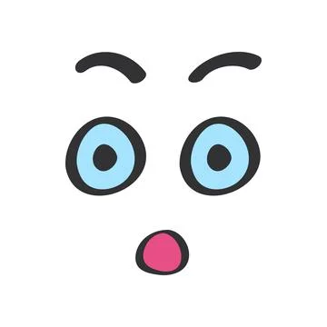 Surprised cute face with shock and fear expression, doodle style イラスト素材