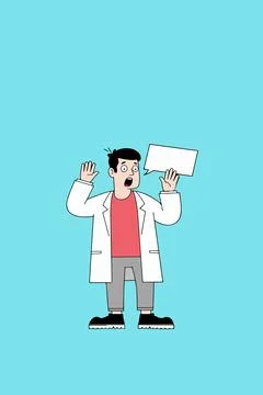 Surprised Doctor with Speech Bubble Stock Illustration