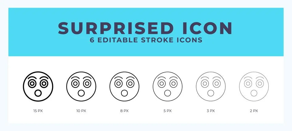 Surprised editable line icon. Vector illustration with different stroke. Stock Illustration