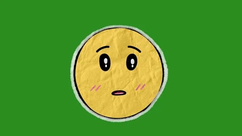 Surprised Emoji Paper Texture Overlay | Cute Hand Drawn Face Animation Stock Footage 331003172