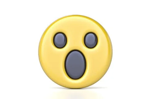 Surprised emoticon, 3D rendering of classic surprised emoticon, with wide e.. Stock Illustration