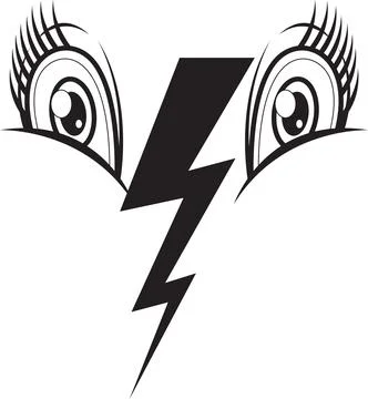 Surprised Eyes and Lightning Bolt Graphic Stock Illustration