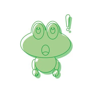 Surprised frog with exclaim. Vector Stock Illustration