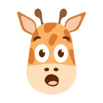 Surprised funny Giraffe Face with open mouth. Exotic spotted Animal Head shocked Stock Illustration
