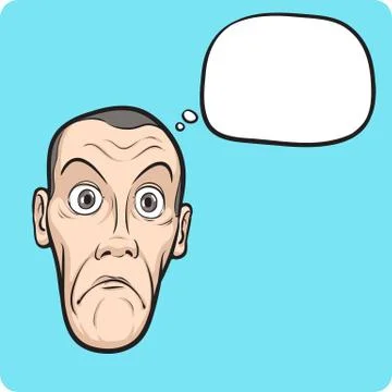 Surprised guy face with speech bubble Stock Illustration