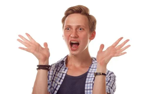 Surprised guy portrait. Stock Photos