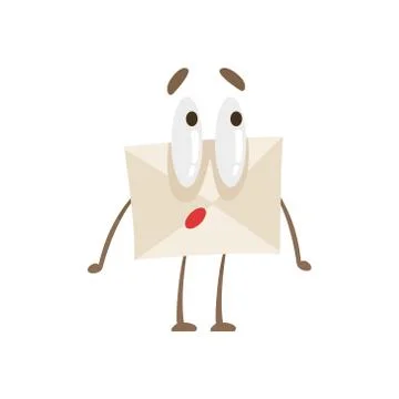 Surprised Humanized Letter Paper Envelop Cartoon Character Emoji Illustration Stock Illustration