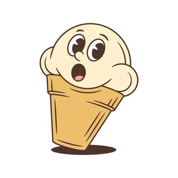 Surprised Ice Cream Cone With Open Mouth Cartoon Character Vector Illustratio イラスト素材