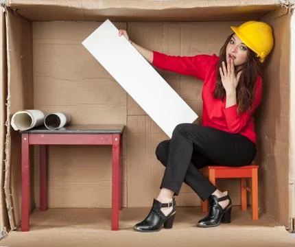 Surprised lady architect Stock Photos