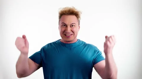 Surprised man with amazed wow expression. Guy surprise emotion Stock Footage 236319934