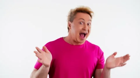 Surprised man with amazed wow expression. Guy surprise emotion Video stock 238678337