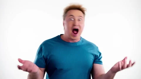 Surprised man with amazed wow expression. Guy surprise emotion 動画素材 240656559