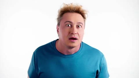 Surprised man with amazed wow expression. Guy surprise emotion 動画素材 240656580