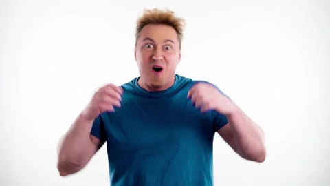 Surprised man with amazed wow expression. Guy surprise emotion Stock Footage 240656602