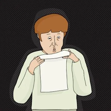Surprised man with bill Stock Illustration