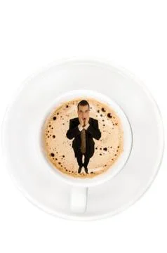 Surprised man on coffee Fotos Stock
