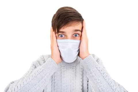 Surprised Man in the Flu Mask Stock Photos