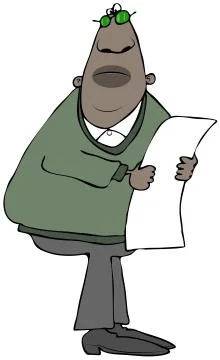 Surprised man looking at a long paper Stock Illustration