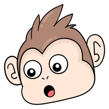 Surprised monkey head gawking, doodle icon drawing Stock-Illustration