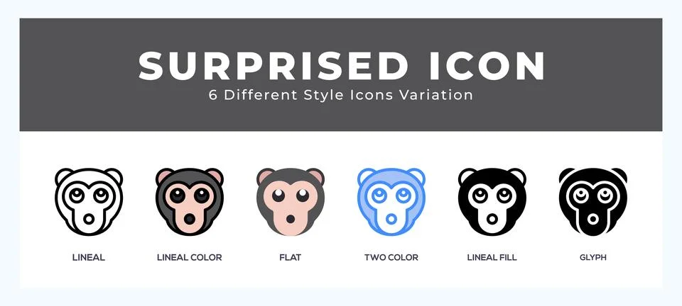 Surprised monkey icon set. vector illustration. Stock Illustration