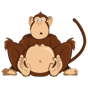 Surprised monkey illustration Stock Illustration