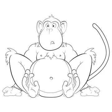 Surprised monkey illustration Stock Illustration