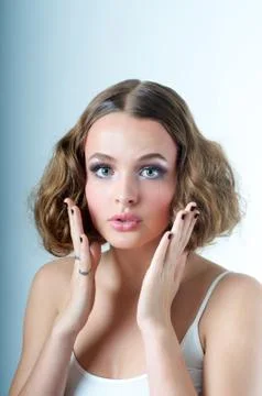 Surprised oops model look Stock Photos