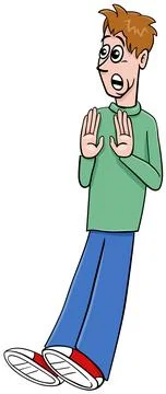 Surprised or scared cartoon young man comic character イラスト素材
